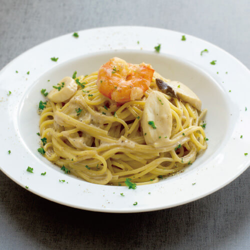 えびとエリンギのクリームパスタ