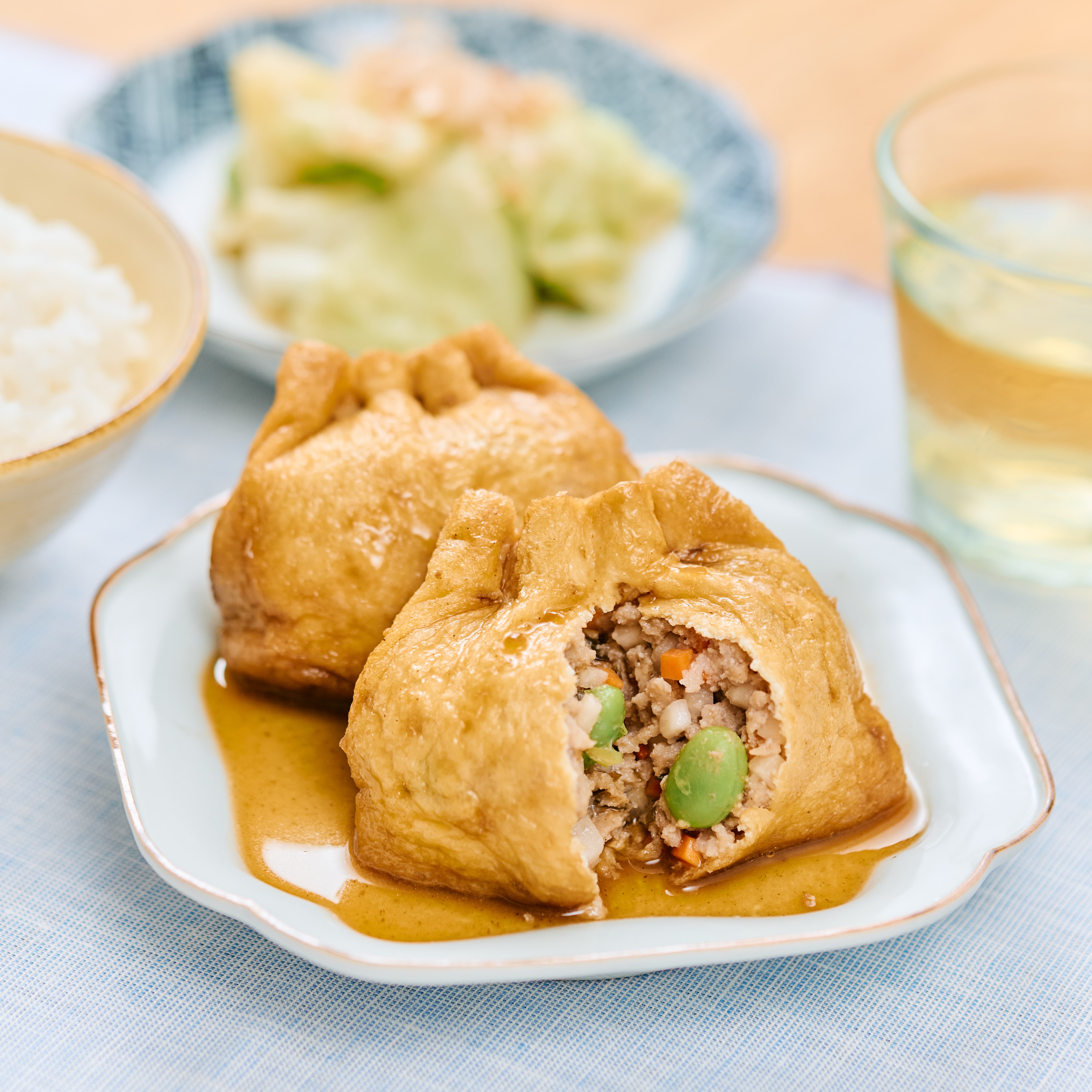 野菜とひき肉の巾着煮